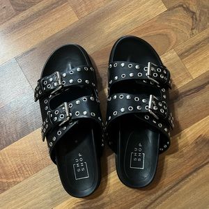 Brand new unused black studded sandals. 8.5